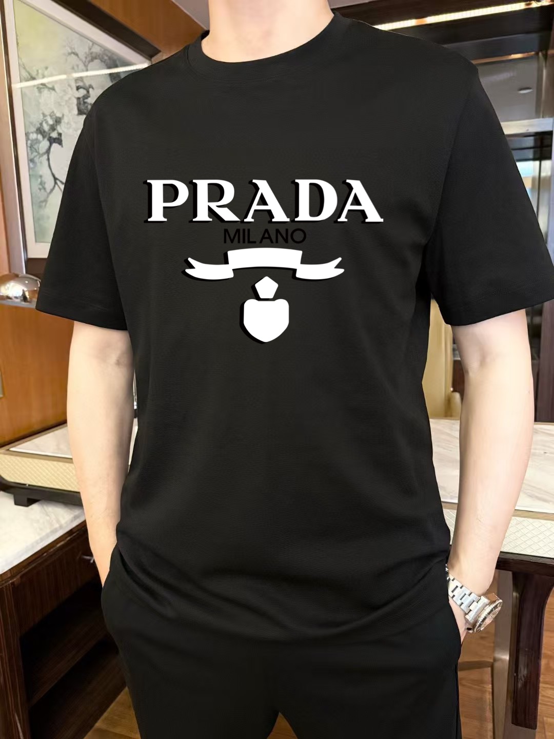 Prada Milano Logo Print Short Sleeve T-Shirt | Classic Design, Comfortable Fit 5 i1751129398846 6249 0 2