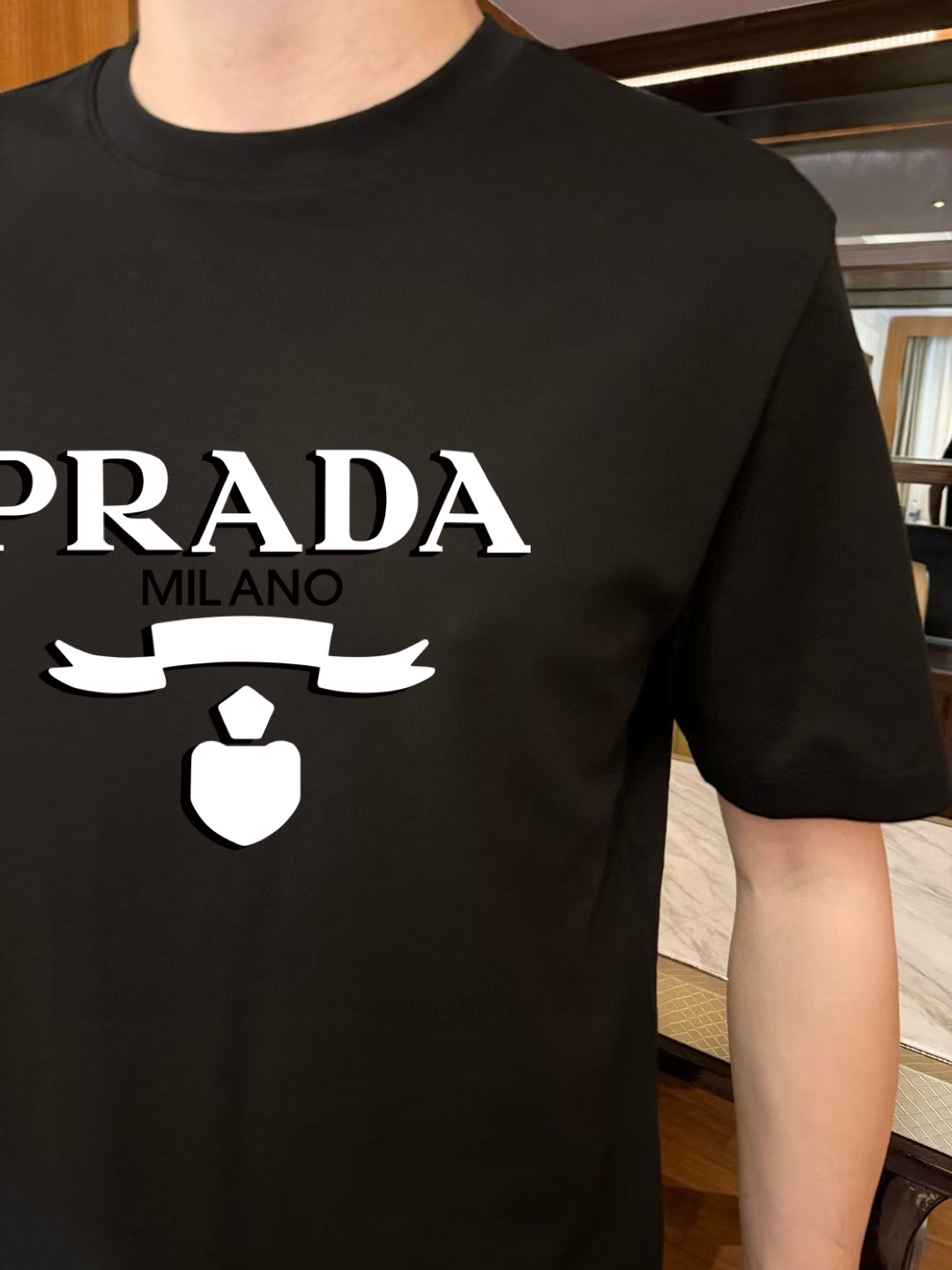 Prada Milano Logo Print Short Sleeve T-Shirt | Classic Design, Comfortable Fit 4 i1751129399093 3253 0 6