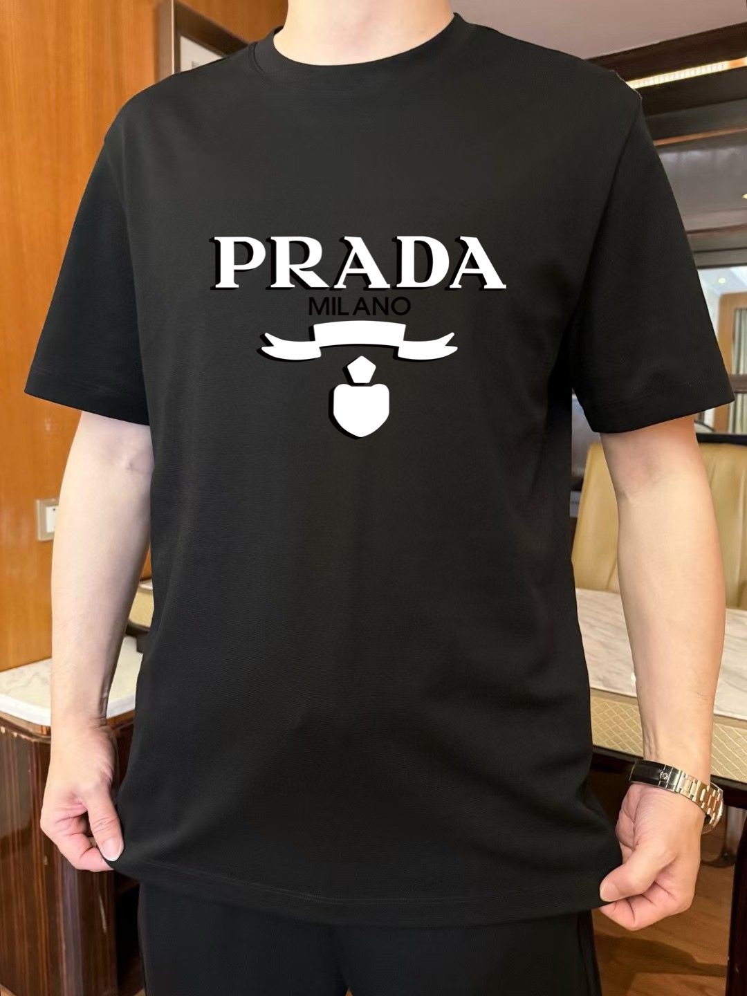 Prada Milano Logo Print Short Sleeve T-Shirt | Classic Design, Comfortable Fit 3 i1751129399095 3304 0 1