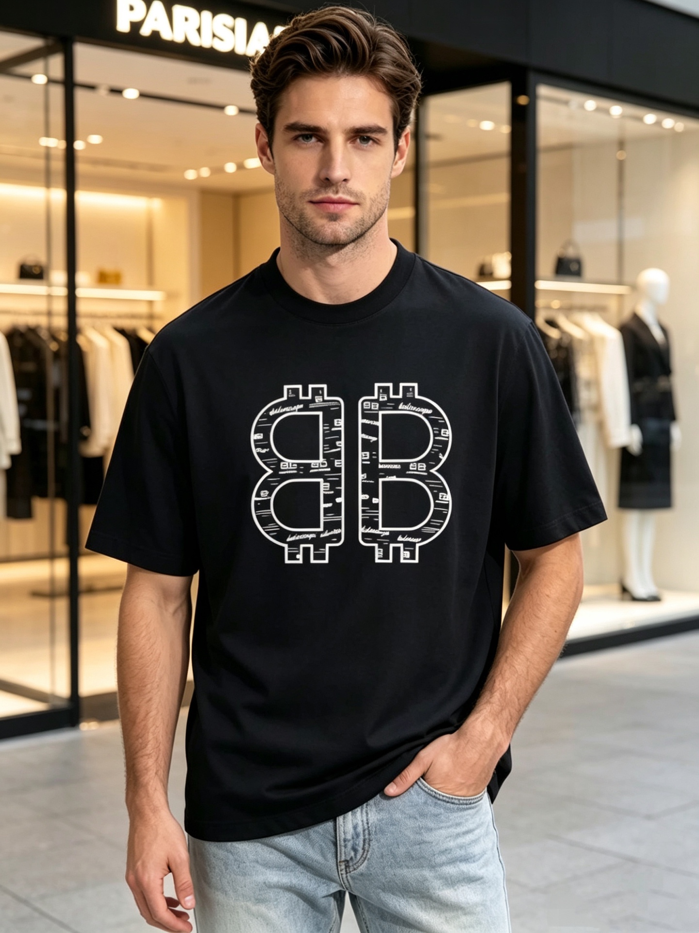 NO:937952,Paris World's high-end top products 2026 spring and summer new debut counter latest short-sleeved round neck T-shirts high-end custom design avant-garde fashion!  The brand logo is printed using high-end custom-made 280g double sand pure cotton fabric. It feels soft and comfortable to wear. It has counter-level exquisite stitching and fine workmanship. The upper body effect is incomparably handsome!  A must-have item for men and women alike!  Size M～XXXL When placing an order, please state your height and weight. Wear up to 200 pounds, black and white, T-shirt, tees, t-shirt,19860909巴黎世 高版本顶级货品2026春夏新款首发专柜最新款短袖圆领T恤 高端订制 设计前卫时尚！品牌logo釆用印花工艺 高端定制280克双沙纯棉面料.手感柔软.穿着舒适.专柜级别精致车线.做工精细.上身效果无敌帅气！男女同款情侣必备单品！码数M～XXXL下单报身高体重 最大穿200斤,黑白,,T-shirt,tees，t-shirt,,Men's clothing