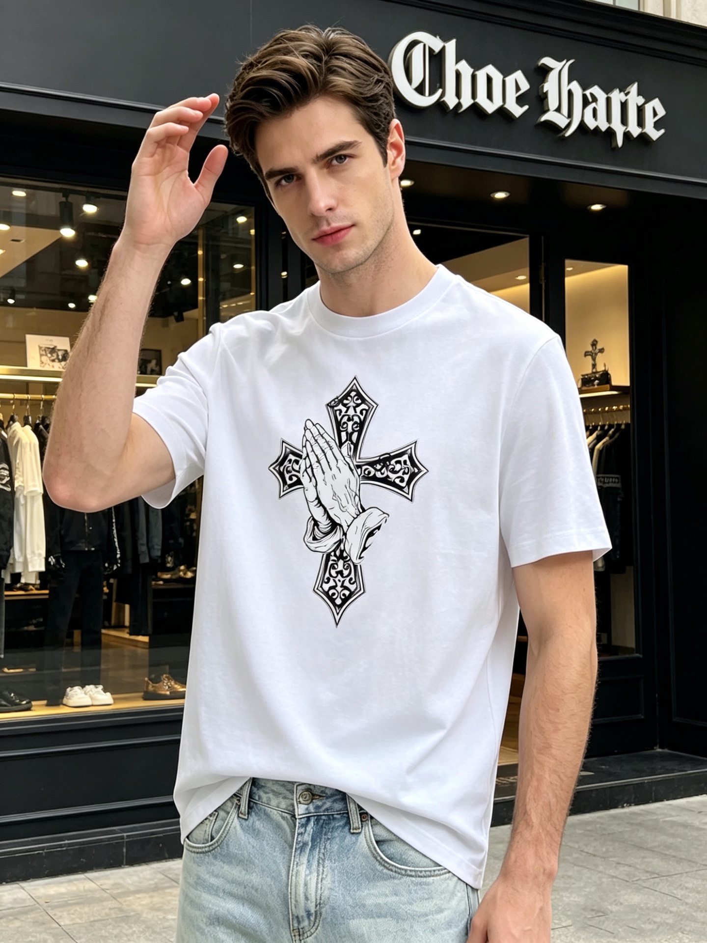 NO:937958,High version of the top goods 2026 Crow Heart Spring and Summer new debut counter latest short-sleeved round neck T-shirt, high-end custom design, avant-garde and fashionable!  The brand logo is printed using high-end custom-made 280g double sand pure cotton fabric. It feels soft and comfortable to wear. It has counter-level exquisite stitching and fine workmanship. The upper body effect is incomparably handsome!  A must-have item for men and women alike!  Size M～XXXL When placing an order, please state your height and weight. Wear up to 200 pounds, black and white, chrome hearts, T-shirt, tees, t-shirt,19860909高版本顶级货品2026克罗心春夏新款首发专柜最新款短袖圆领T恤 高端订制 设计前卫时尚！品牌logo釆用印花工艺 高端定制280克双沙纯棉面料.手感柔软.穿着舒适.专柜级别精致车线.做工精细.上身效果无敌帅气！男女同款情侣必备单品！码数M～XXXL下单报身高体重 最大穿200斤,黑白,,chrome hearts,T-shirt,tees，t-shirt,,Men's clothing