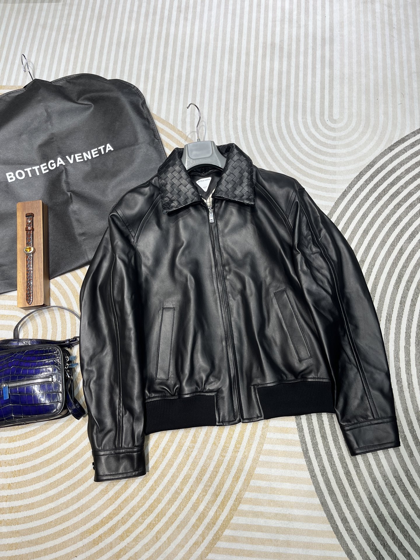 Bottega Veneta Black Collared Zip Jacket