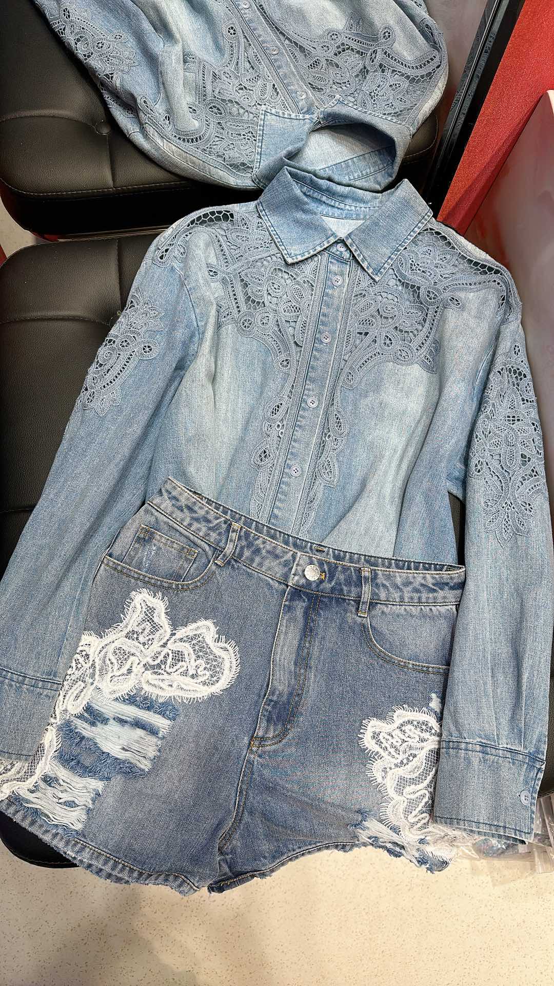 P943 ORIGINAL TWEEDY-SCREENED WITH ERMANNO SCERVINO WATER-WASHED COWBOY TUNNEL EMBROIDERED SHIRT - 图片 5