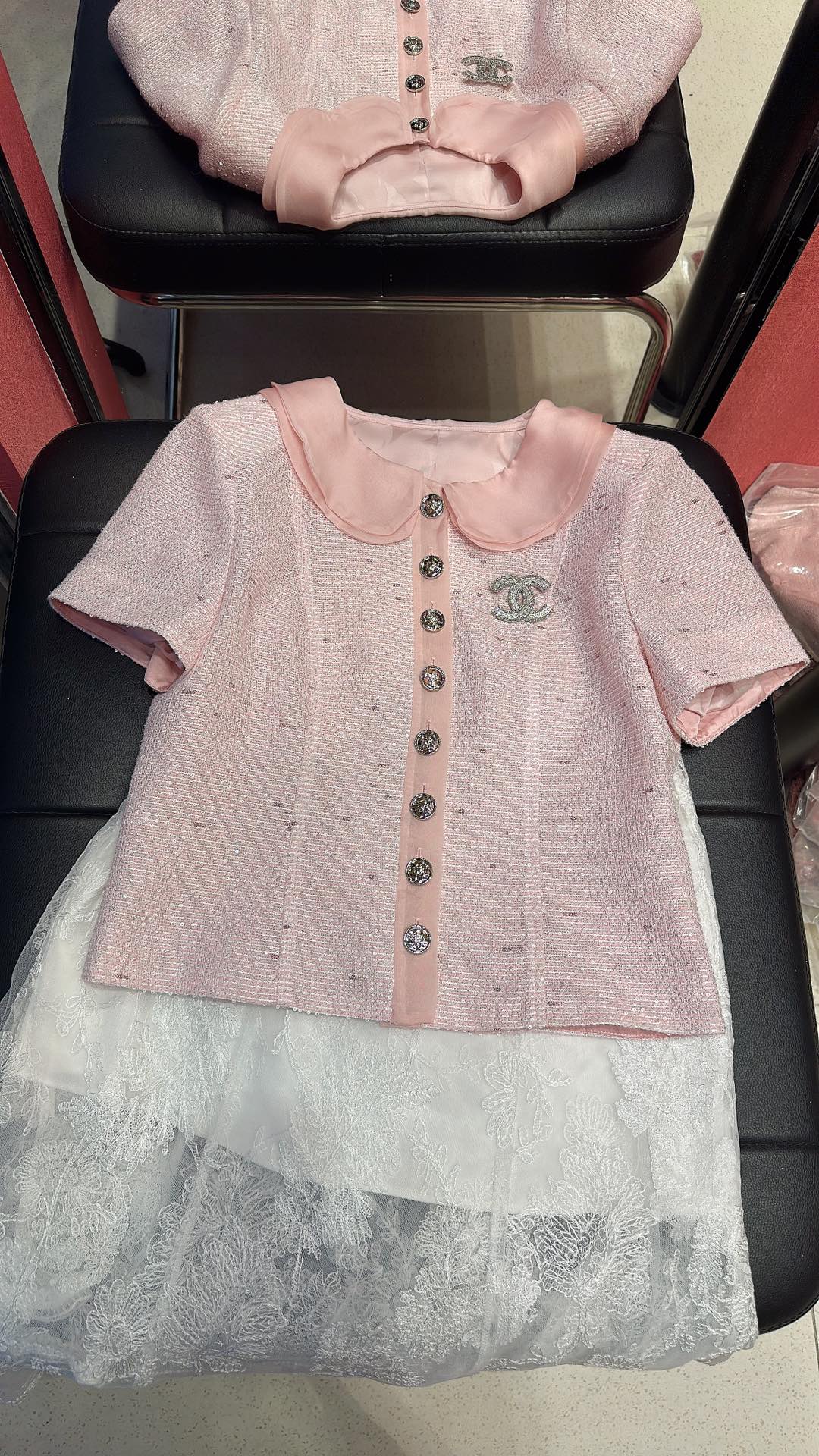 Stylish Retro Princess in New Chan*l Dress with Soft Hand and Light-Colored Fashion