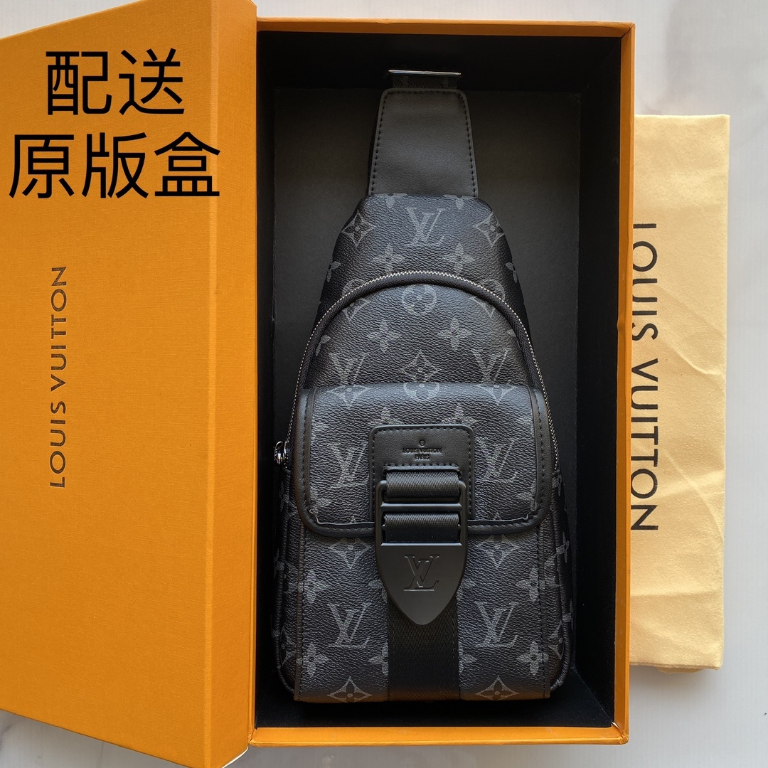 ,【配送原版盒】【原单 搭配头层胎牛皮】路易威登-最新款男士胸包😄原单品质 官网同步 手感超赞 原装五金