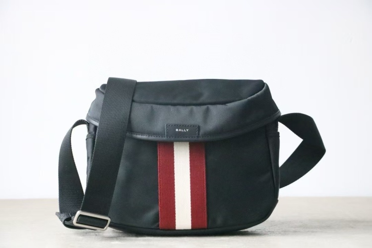 Bally Black Nylon Messenger Bag with Leather Trim, Adjustable Shoulder Strap 1 Bally Black Nylon Messenger Bag with Leather Trim, Adjustable Shoulder Strap