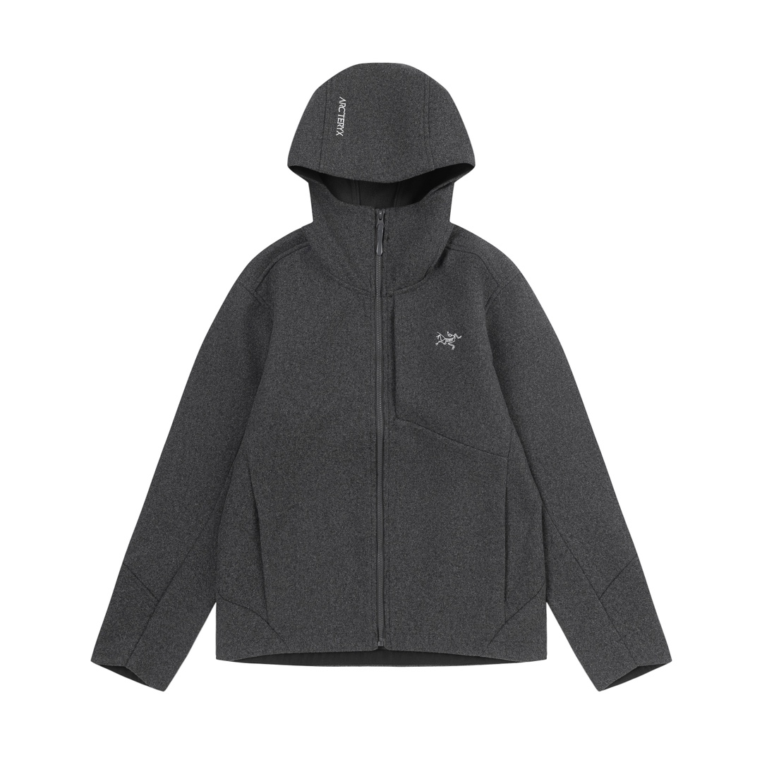 Arcteryx Luxury
 Clothing Coats & Jackets Black Grey White Embroidery Unisex Wool Hooded Top