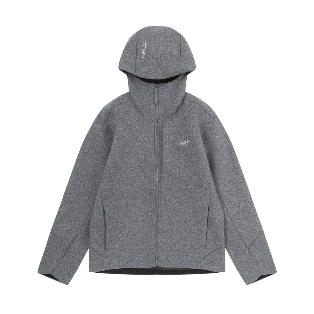 Arcteryx Clothing Coats & Jackets Black Grey White Embroidery Unisex Wool Hooded Top