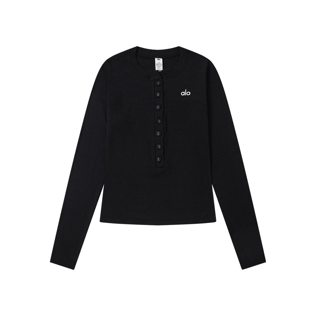 高货品,长期有货~ #AL-O 秋冬经典胸前小logo超弹亲肤七颗扣亨利衫 颜色:黑色 白色 藏青色