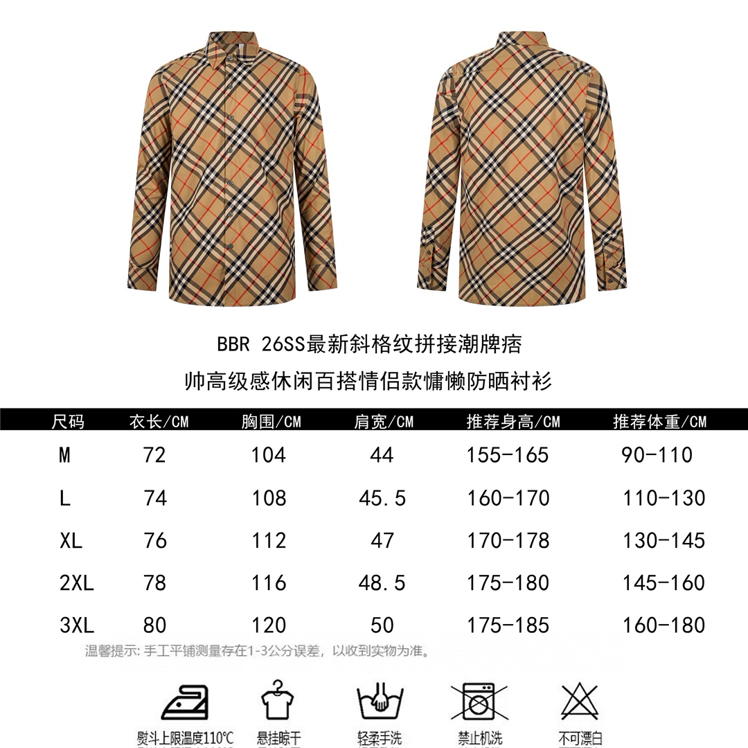 #BBR Última colección 26ss camisa casual de cuadros con parches, estilo trendy y sofisticado, versátil para parejas, re…