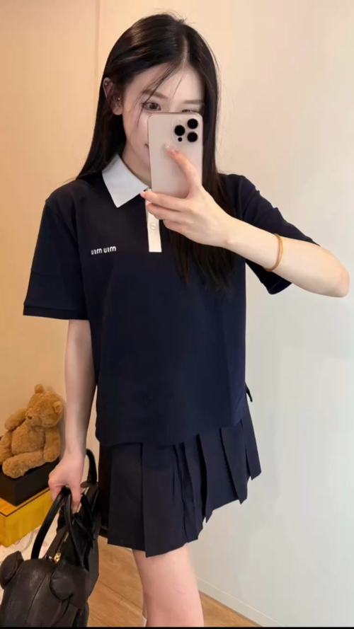 💜💜💜 T 26ss Nueva falda plisada de cintura alta, delantera corta y trasera larga, falda corta estilo colegial para mu…