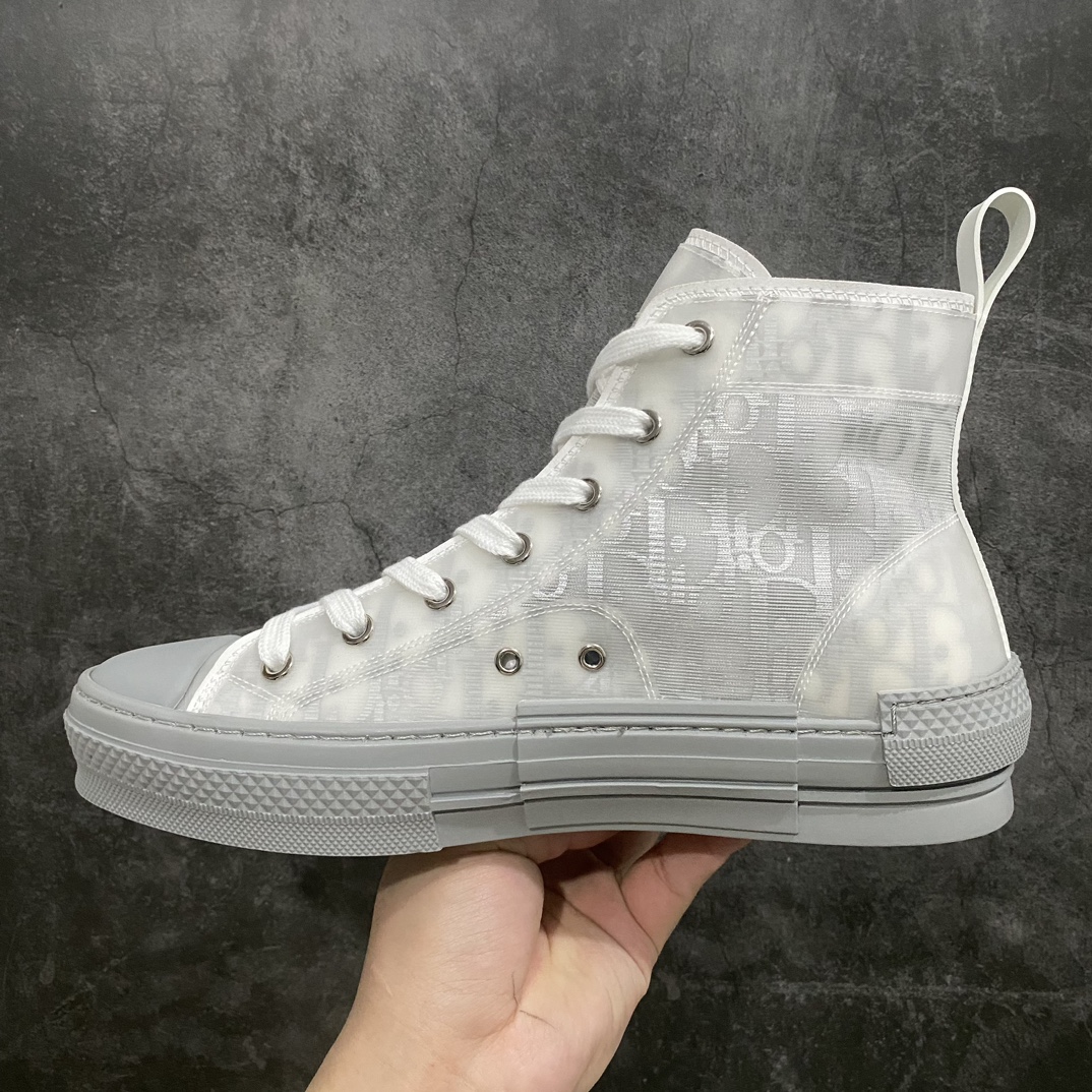 [Made in Dongguan] Dior B23 Oblique High Top Sneakers Dior ”CD Oblique” series gray and white high top