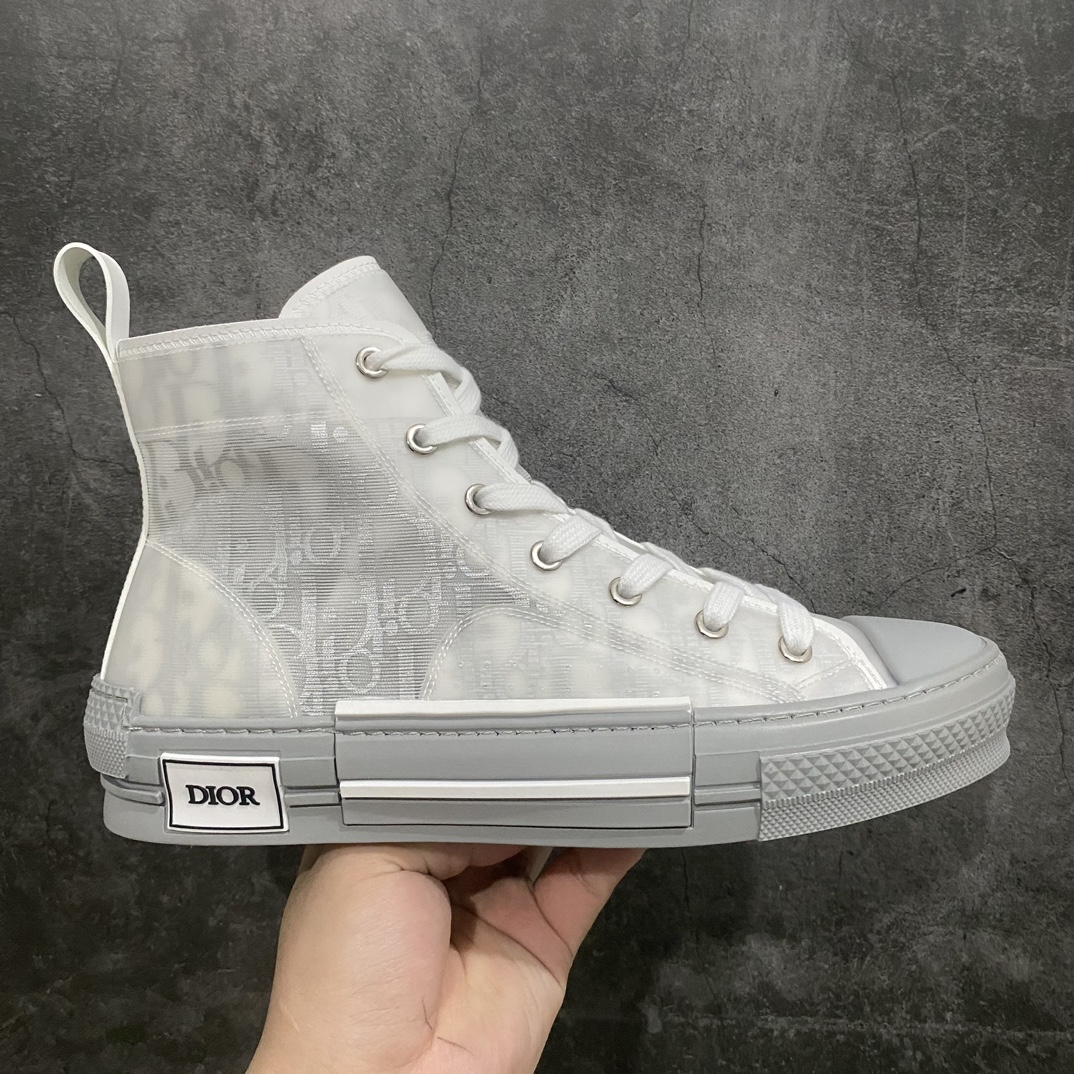 [Made in Dongguan] Dior B23 Oblique High Top Sneakers Dior ”CD Oblique” series gray and white high top