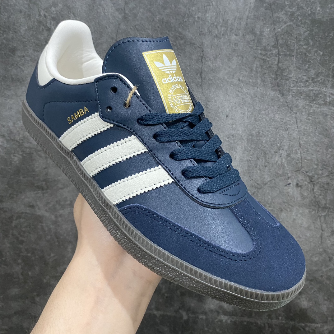 [Pure original] AD clover SAMBA men's and women's retro sports casual German training shoes ID2056 navy blue