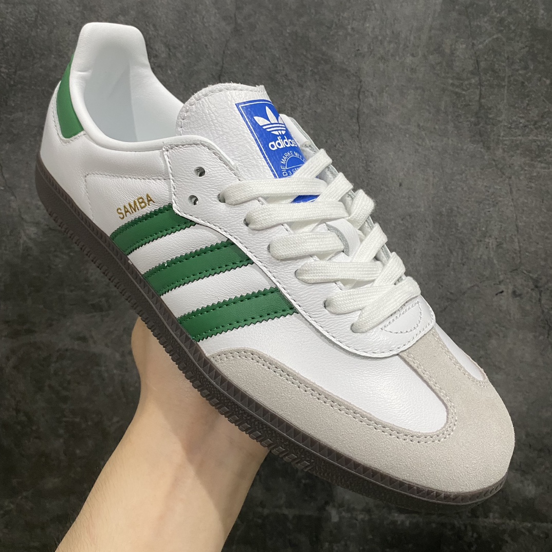 [Top Pure Original] Adidas Samba OG Samba Low-top Casual Sneakers White Green IG1024