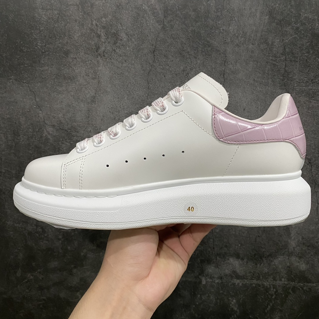 [Top-grade drug box version] Alexander McQueen Alexander McQueen white shoes taro purple crocodile leather stone pattern tail