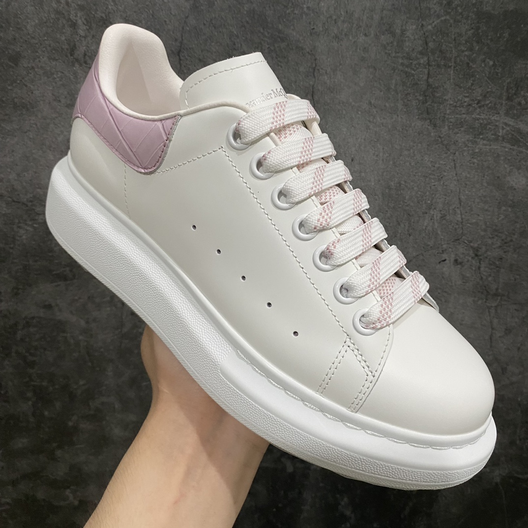 [Top-grade drug box version] Alexander McQueen Alexander McQueen white shoes taro purple crocodile leather stone pattern tail