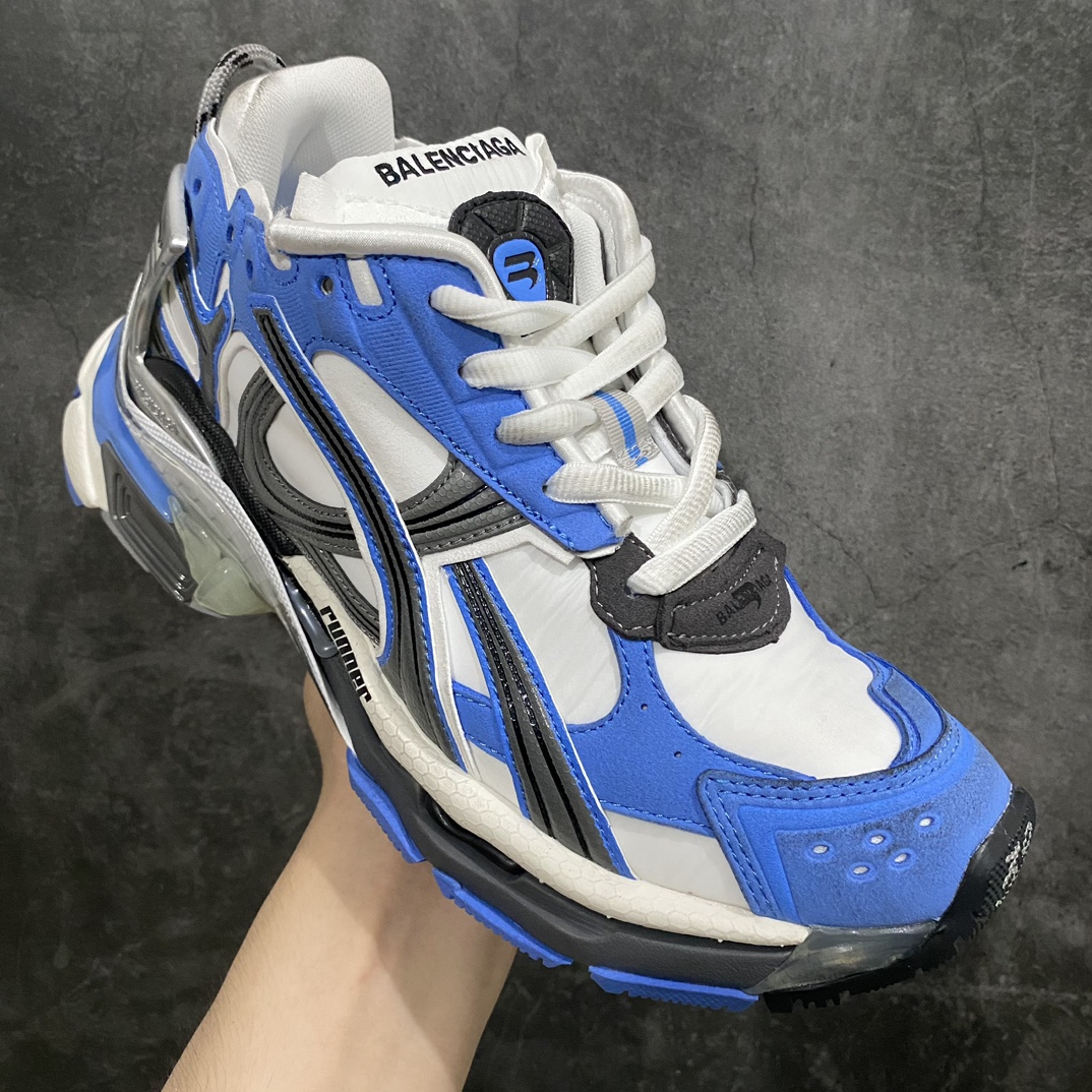 图片[3]-【纯原OK版本】Balenciaga Runner 巴黎世家7.5代 破坏风 手工做旧款复古老爹鞋 白灰蓝n全新外贸版本 核心配合工厂优势供应该款是通过溢胶 做旧 缝线等细节 展示了设计师 Demna的运动鞋风格 传递复古感 后侧板 翘起的鞋头 展示了 Demna 在结构上的未来构想 尺码：35 36 37 38 39 40 41 42 43 44 45 46-莆田鞋批发中心