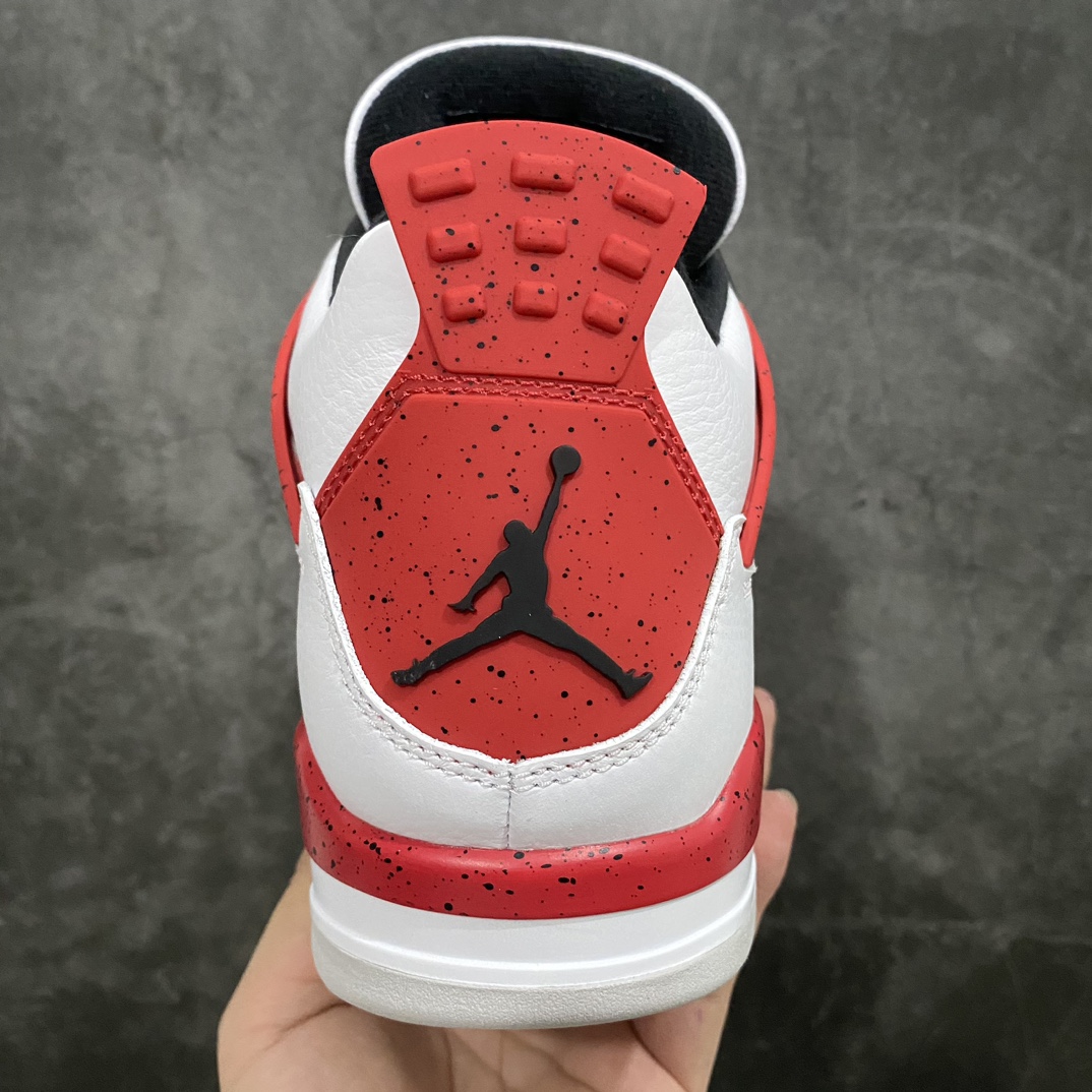 图片[4]-【老DT版】Air Jordan AJ4 Retro 白黑红 红水泥 DH6927-161nn老牌AJ大厂出品 原纸板楦头开发原厂特供皮料加持 确保原汁原味 完美呈现四代版型n一比一鞋头弧度高度鞋身弧度 数据细节工艺流程均保持原鞋一致n皮料切割菱角分明 不变形无多余毛边 柔软性质感一致于原鞋原厂织唛标 原厂飞人电绣工艺 后跟定型进口港宝加持 自然饱满 全鞋荧光划线卡点 追求极致完美 每一双都是工艺品 多重QC质检 超越公司货的品控标准 实实在在的免检产品  尺码：40 40.5 41 42 42.5 43 44 44.5 45 46 47.5-莆田鞋批发中心