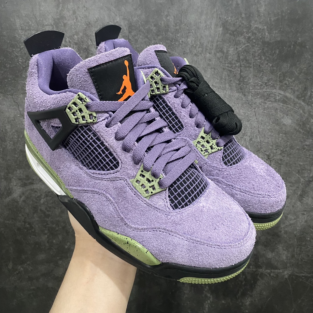 【H12纯原】Air Jordan 4 Retro＂Cany Purple＂nAJ4小丑 紫色麂皮 复古篮球鞋 男女同款n釆用原厂材质 品质稳定 大厂出品 常年供应高端外贸订单 品相无敌 货号：AQ9129-500   尺码：36-44.5-莆田鞋批发中心