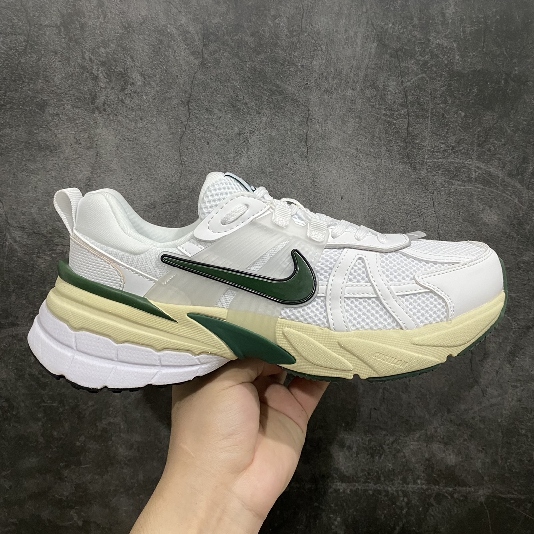 [Pure original] Nike V2K Run shock-absorbing, non-slip, wear-resistant low-top running shoes white and green FD0736-101