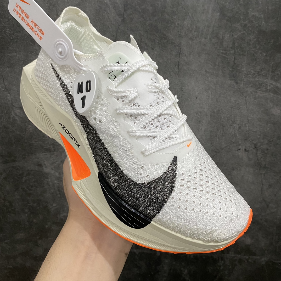 350 【顶级No.1版】Nike ZoomX Vaporfly Next空气飞行3代系列马拉松轻量超跑竞速运动慢跑鞋“黑白米” DX7957-100