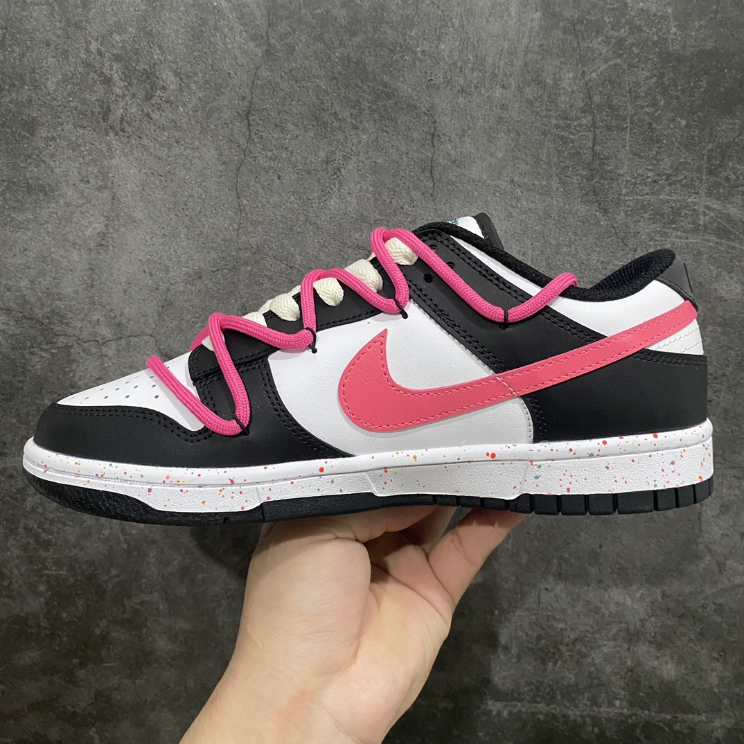 260 【纯原YC版本】NK Dunk Low Multi-Color Swoosh SB低帮解构绑带活力三勾 黑白玫红 FD4623-131