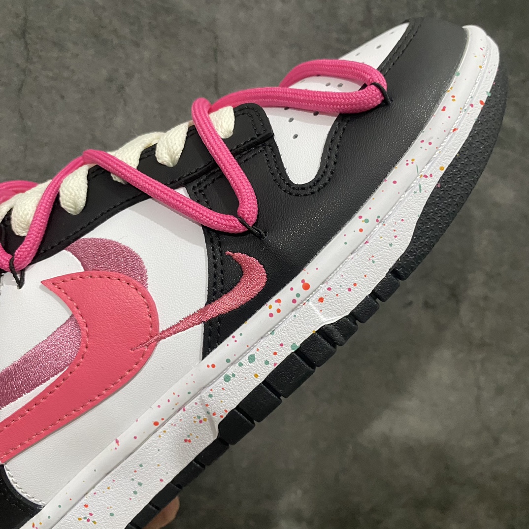 260 【纯原YC版本】NK Dunk Low Multi-Color Swoosh SB低帮解构绑带活力三勾 黑白玫红 FD4623-131