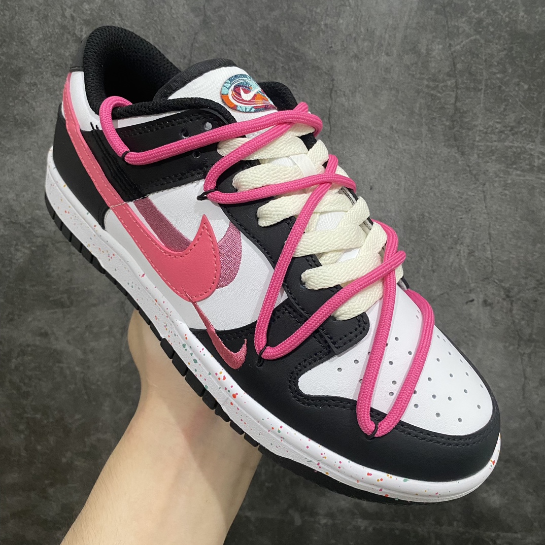 260 【纯原YC版本】NK Dunk Low Multi-Color Swoosh SB低帮解构绑带活力三勾 黑白玫红 FD4623-131