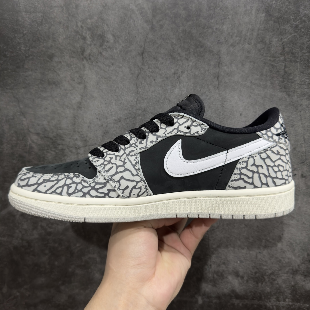 300 【DT版本】Air Jordan 1 Low AJ1乔1 低帮文化篮球鞋 爆裂纹 大象黑灰CZ0790-001