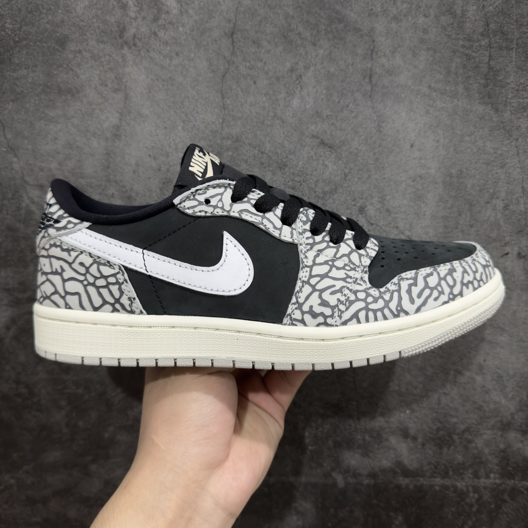 300 【DT版本】Air Jordan 1 Low AJ1乔1 低帮文化篮球鞋 爆裂纹 大象黑灰CZ0790-001