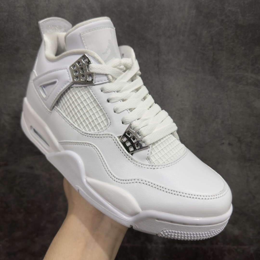 图片[3]-【莞产裁片】Air Jordan AJ4 Pure Moneyn纯白 白银扣 白猫308497-100n大厂出品 值得信赖的产品n原鞋开发 全鞋为原鞋一致头层皮材质 质感满满n鞋型到位 正宗乔4的完美鞋型 鞋舌长度同步原鞋n原厂网格不打皱 鞋底有刷漆 正确电脑针车走线 超高裁边清洁度n值得入手零售的好货，优势价格主推💪🏻 尺码：40.5-47.5-莆田鞋批发中心