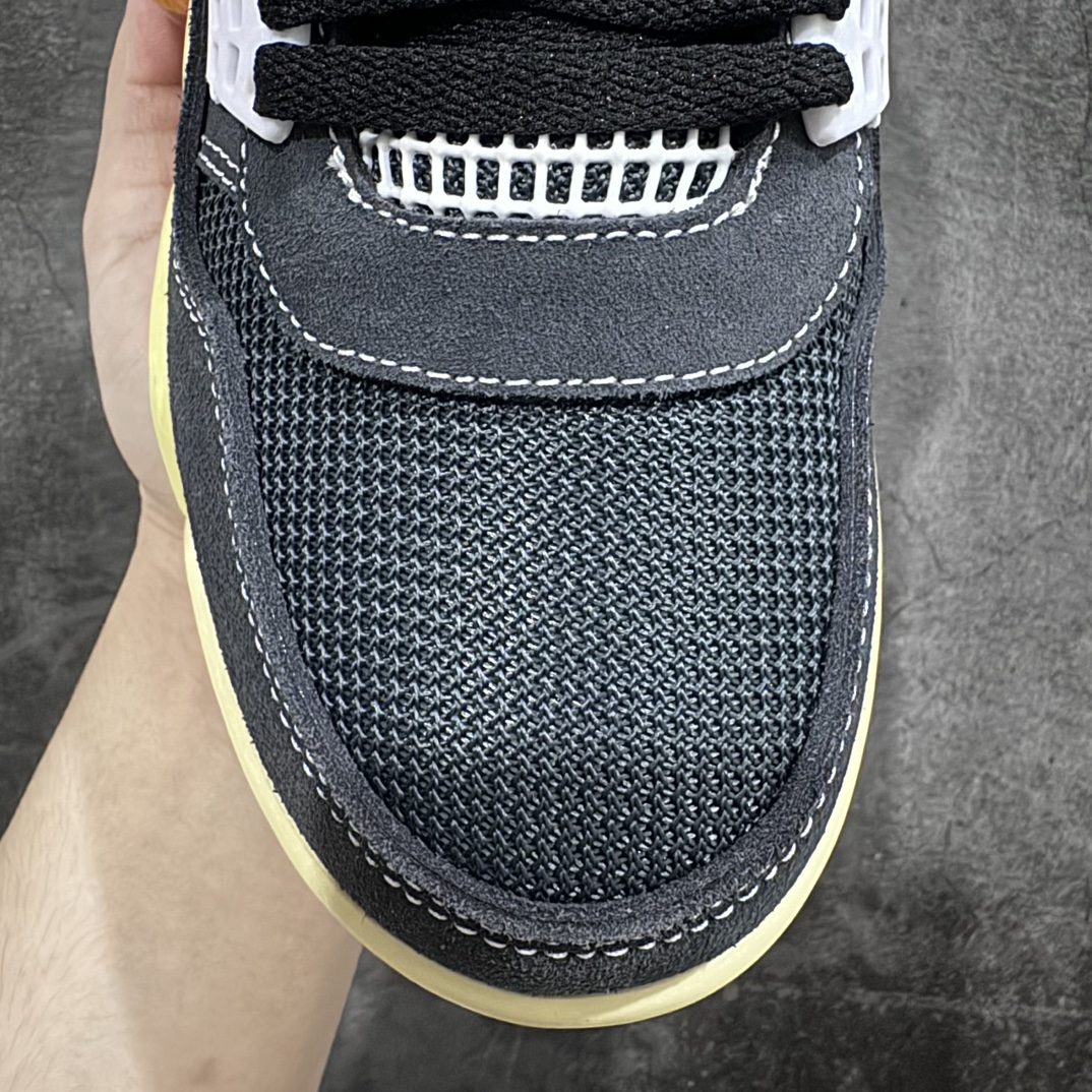 图片[4]-【老DT版本】Union LA x Air Jordan 4 AJ4 联名黑蓝 DC9533-001n纯原专业AJ大厂出品 耗时半年巨作全套原纸板楦头开发 原厂特供皮料加持确保原汁原味 完美呈现四代版型一比一鞋头弧度高度鞋身弧度 数据细节工艺流程均保持原鞋一致 原厂TPU网格鞋带扣 正确内里网布 菱角分明不变形无多余毛边 柔软性质感一致于原鞋 市场唯一原厂鞋扣模具 背面可见隐藏注塑口 原厂织唛标 原厂飞人电绣工艺 尾指中部跳三针 独家绑鞋带手法 印刷中底布 四线拉帮 米色美纹纸贴合固定 进口港宝加持 后跟自然饱满 全鞋荧光划线卡点 追求极致完美 每一双都是工艺品 多重QC质检 超越公司货的品控标准 实实在在的免检产品  尺码：40 40.5 41 42 42.5 43 44 44.5 45 46 47.5n 尺码：40-47.5-莆田鞋批发中心