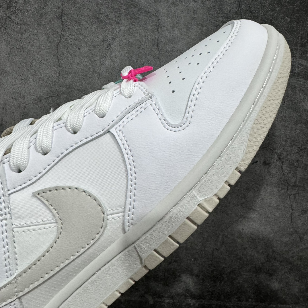 图片[6]-【纯原Y版本】Nike SB Dunk Low 白粉扣n全头层皮料版本 正确低趴鞋头细节 拒绝偷工减料n在过去的几年里，Nike Dunk Low出现了各种不同的品牌，其中一些已经彻底改变了鞋子。但是在这里，通过所谓的“拆分”，Swoosh 提供了一种更简单的设计，只有一个突出的调整。乍一看，这双鞋首先出现在 GS 尺码 没有任何值得注意的变化。但仔细观察后，您会发现中间面板略微拼凑而成，中间分开，一侧是尼龙，另一侧是纺织品。除了 Swoosh 上的额外缝线外，其余的结构更加普通，穿着白色、亮粉和亮绿色的色调 货号：DX6060-121 尺码：35.5 36 36.5 37.5 38 38.5 39 40 40.5 41 42 42.5 43 44 44.5 45 46 47.5-莆田鞋批发中心