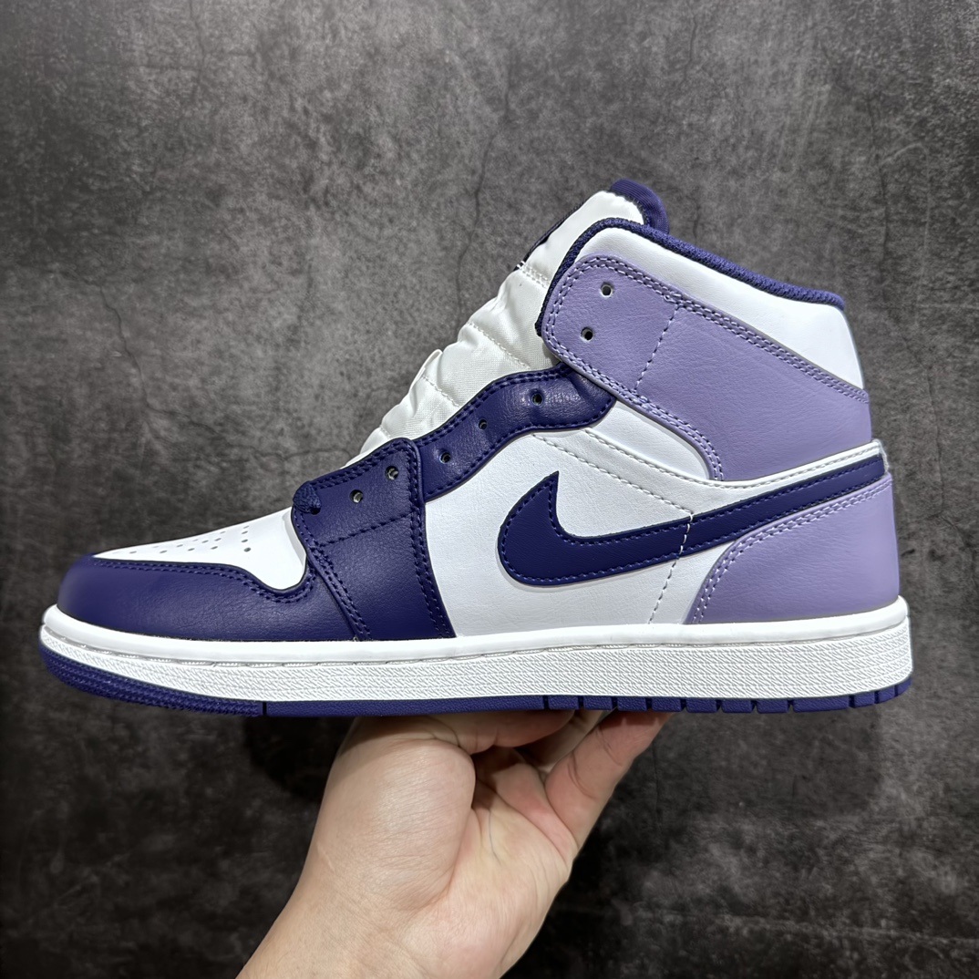 260 Air Jordan 1 Mid AJ1 乔1白紫色 中帮文化休闲板鞋 纯原出货 DQ8426-515