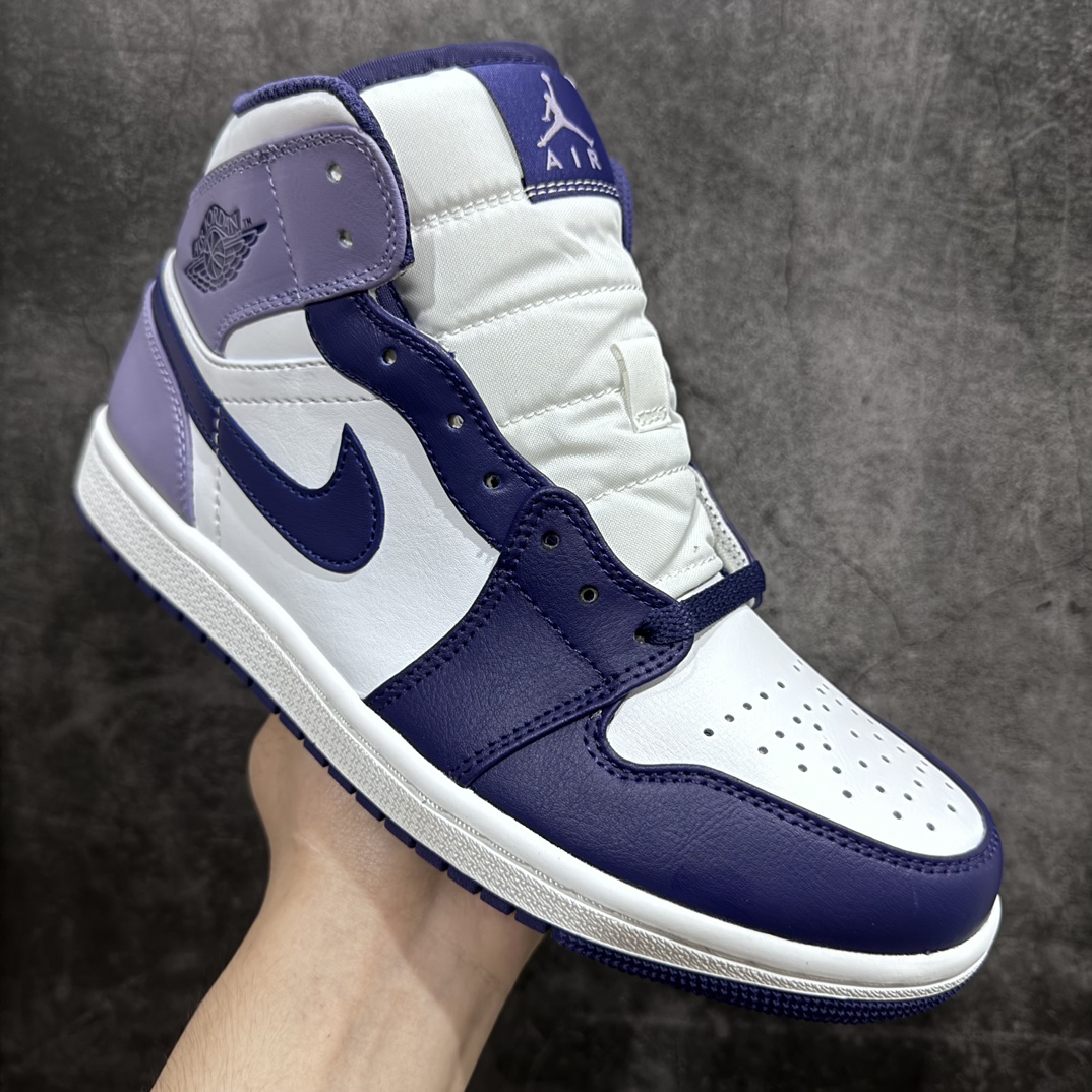 260 Air Jordan 1 Mid AJ1 乔1白紫色 中帮文化休闲板鞋 纯原出货 DQ8426-515