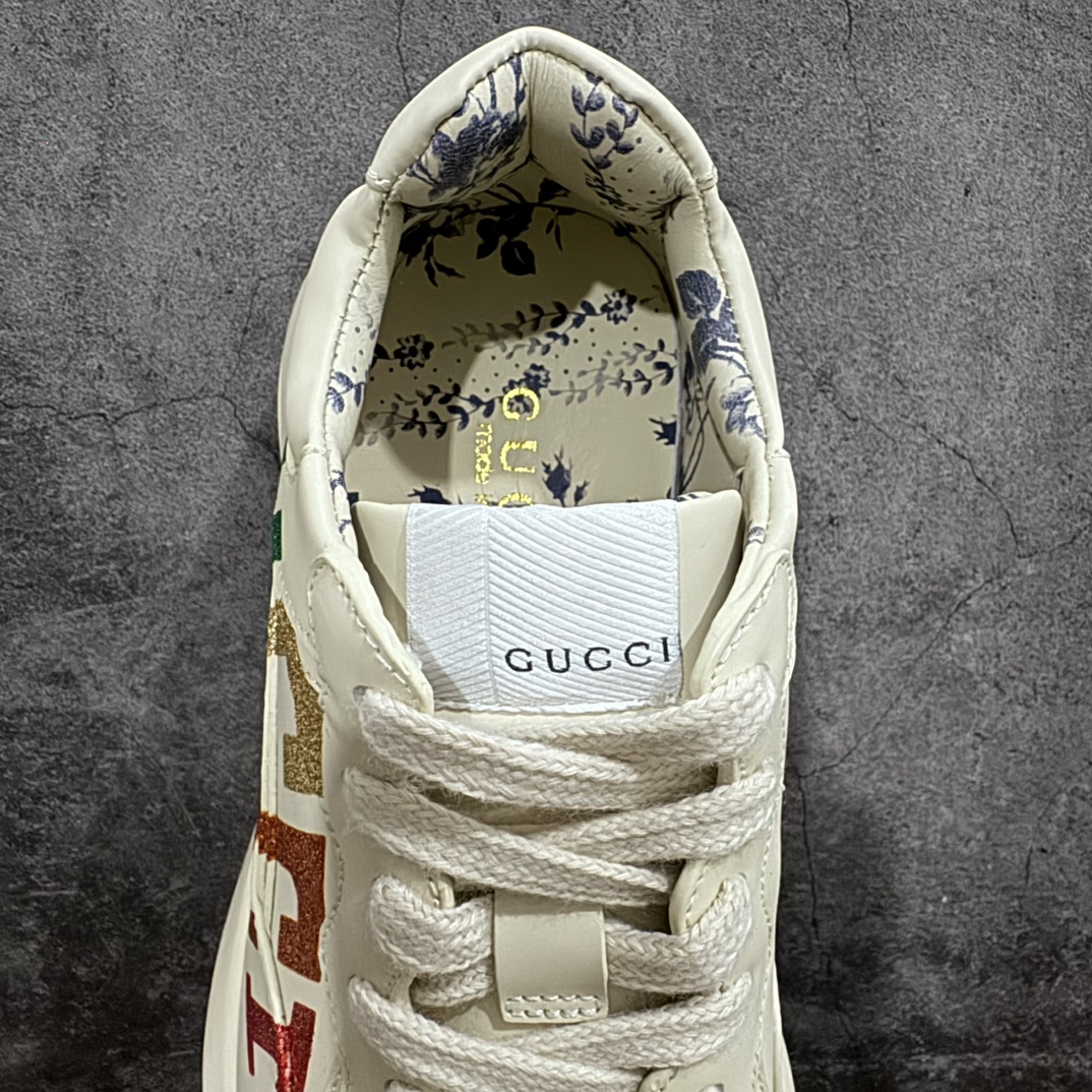 550 意大利时装奢饰品牌·古驰 Gucci Rhyton Vintage Trainer Sneaker 古驰老爹5D皮革角状复古慢跑鞋 524990 DRW00 9022