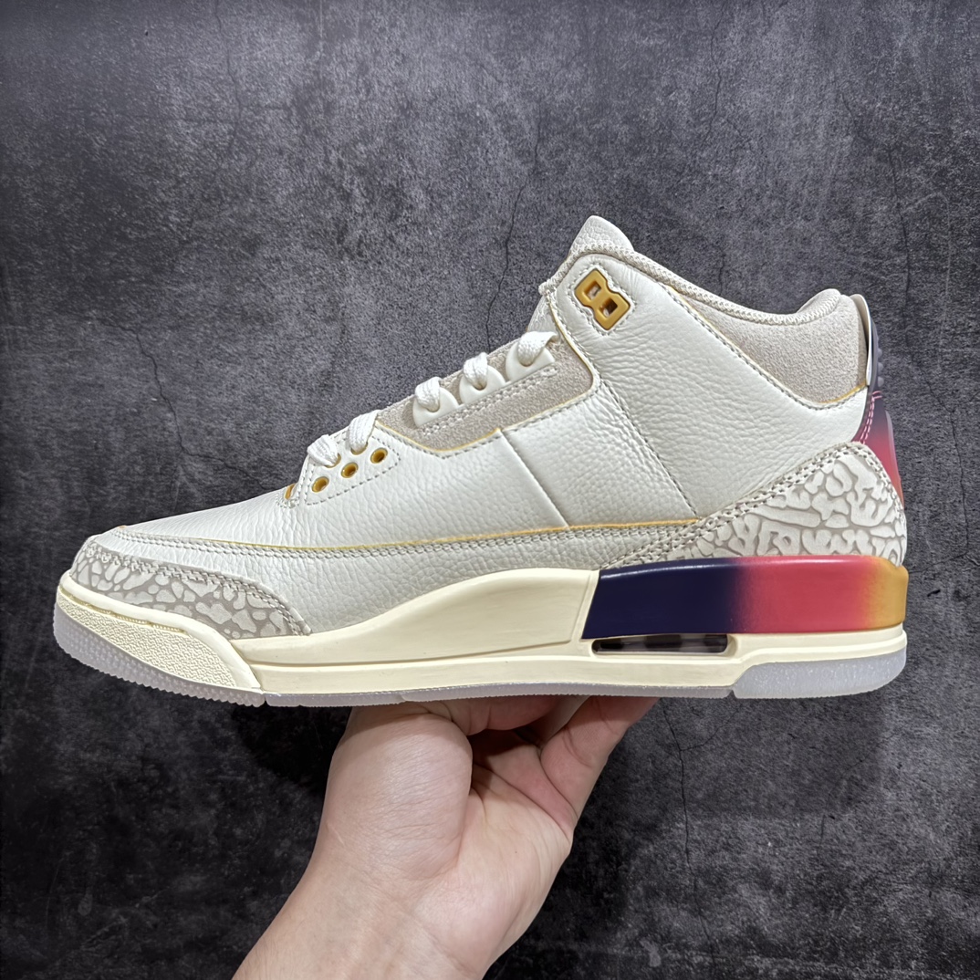 图片[2]-【巅峰版】J Balvin x Air Jordan AJ3 联名白蓝红 彩虹渐变 FN0344-901专业AJ大厂出品 品质细节眼见为实全套原纸板楦头开发 原厂大底磨具加持立体防滑纹理 原装可视Air Sole气垫 原汁原味最完美的三代版型 唯一正确鞋头趴度弧度高度鞋身腰线 原厂TPU彩虹扎染后跟饰片 正确内里反口里网布 皮料菱角分明不变形无多余毛边 广东原厂zp同批次手工大底描漆拉丝 市场唯一原厂鞋扣模具 原厂织唛标 原厂飞人电绣工艺 尾指中部跳三针 独家绑鞋带手法 印刷中底布 四线拉帮 米色美纹纸贴合固定 进口港宝加持 后跟自然饱满 全鞋荧光划线卡点 追求极致完美 每一双都是工艺品 多重QC质检 超越公司货的品控标准 实实在在的免检产品  尺码：40 40.5 41 42 42.5 43 44 44.5 45 45.5 46 47.5 48.5-莆田鞋批发中心