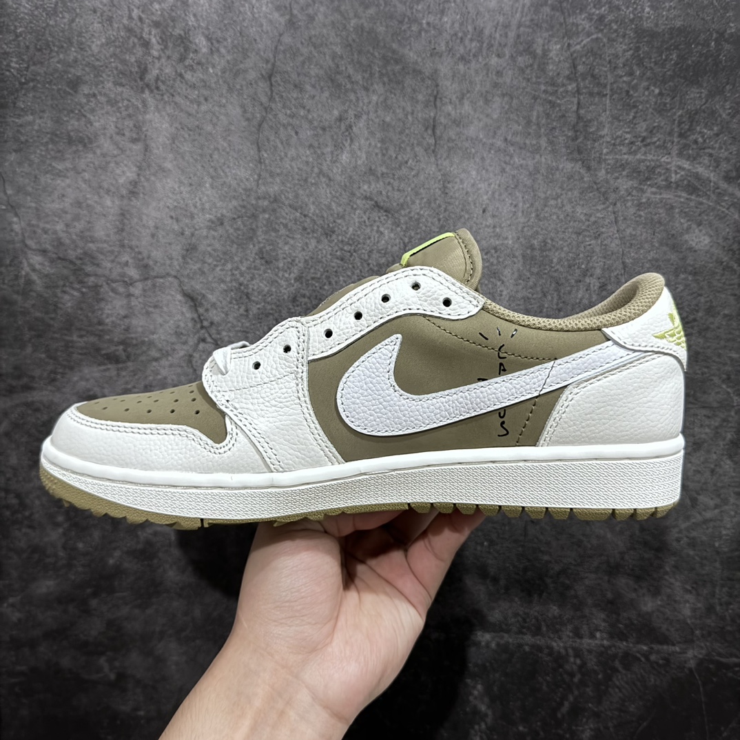 300 【PK同源】性价比版本 Travis Scott x Air Jordan AJ1 Low Golf ”Olive” TS联名倒钩高尔夫低帮6.0 FZ3124-200