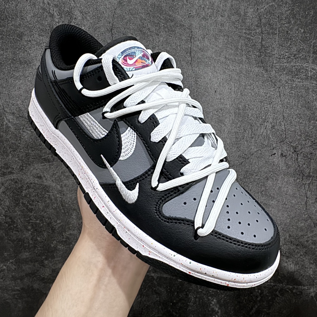 250 【CS版本】NK Dunk Low Multi-Color Swoosh SB低帮解构绑带活力三勾 黑白灰 FD4623-159