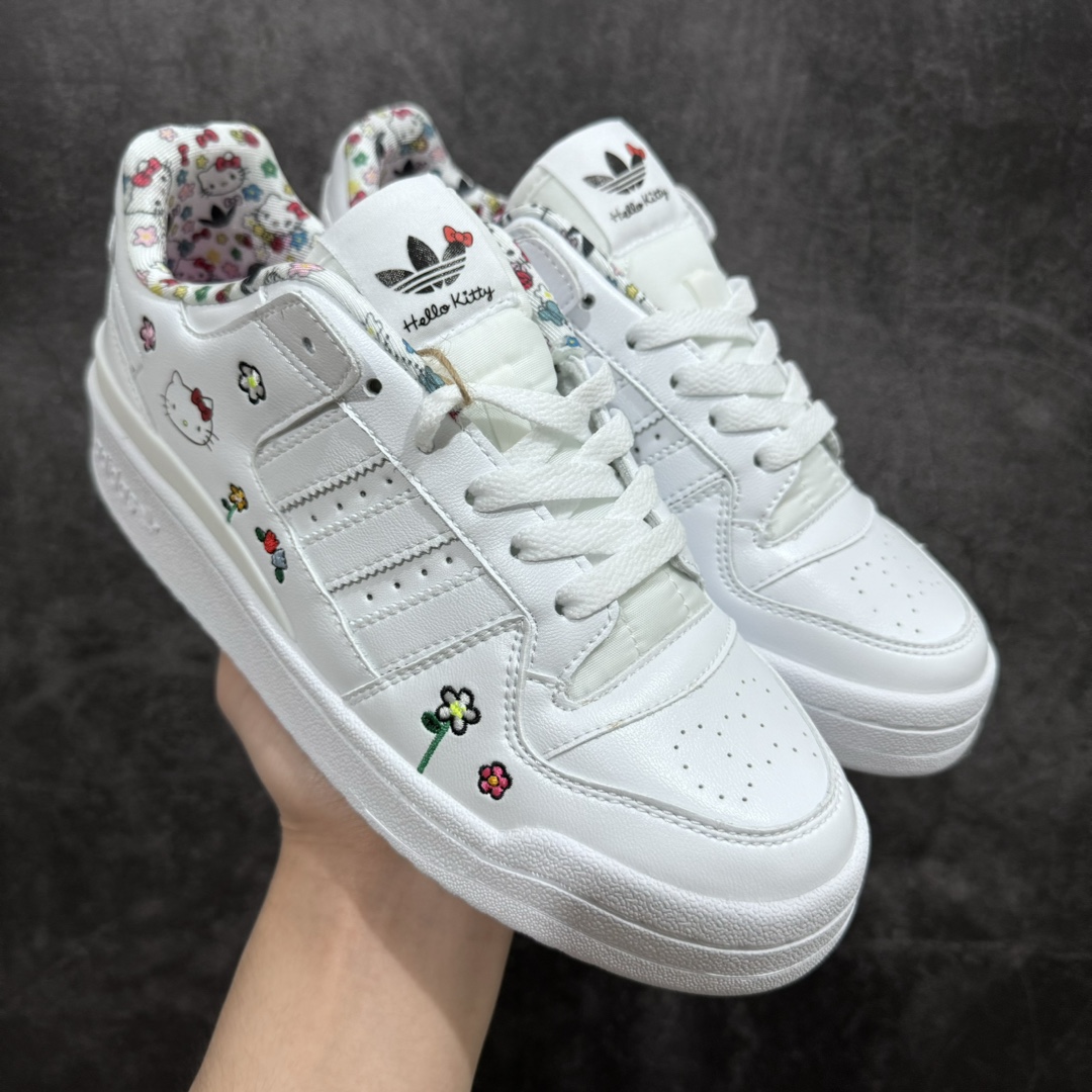 【纯原版】Adidas Original Forum 84 Low OG 定制配色 hello kitty 印花 阿迪达斯 84系列 低帮复古潮流运动板鞋n纯原版 市场最高品质欢迎对比市场其他版本 版型皮料细节明显不一样n原楦原数据开发 采用牛培皮革材质n全头层皮鞋面 原盒原标 专供外贸渠道 货号: IG0301 Size：36 36.5 37.5 38 38.5 39 40-莆田鞋批发中心