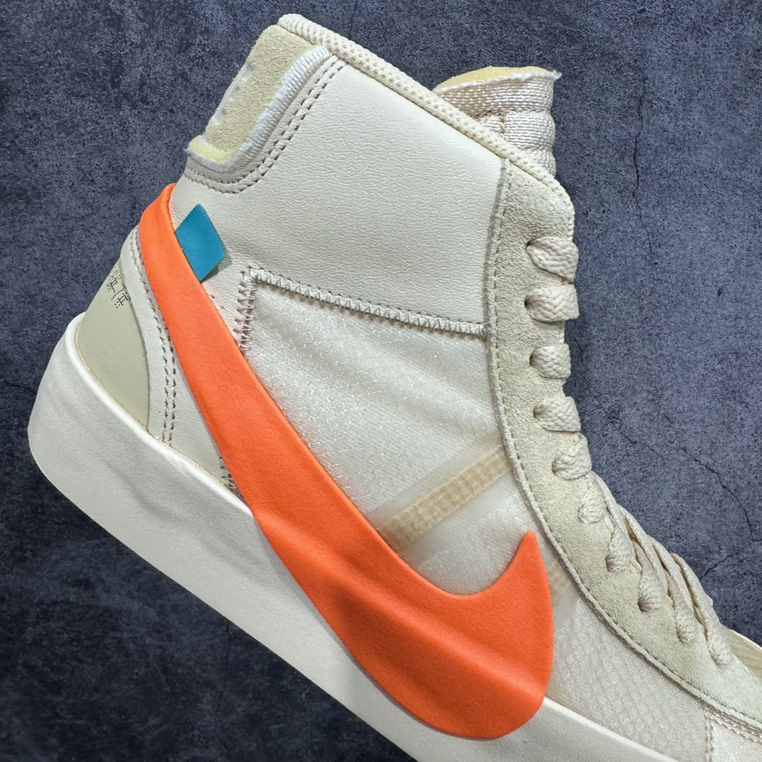 380 【全新Top版本】Off-White X Nike  Blazer Mid OW联名款开拓者高帮休闲板鞋 南瓜色 AA3832-700