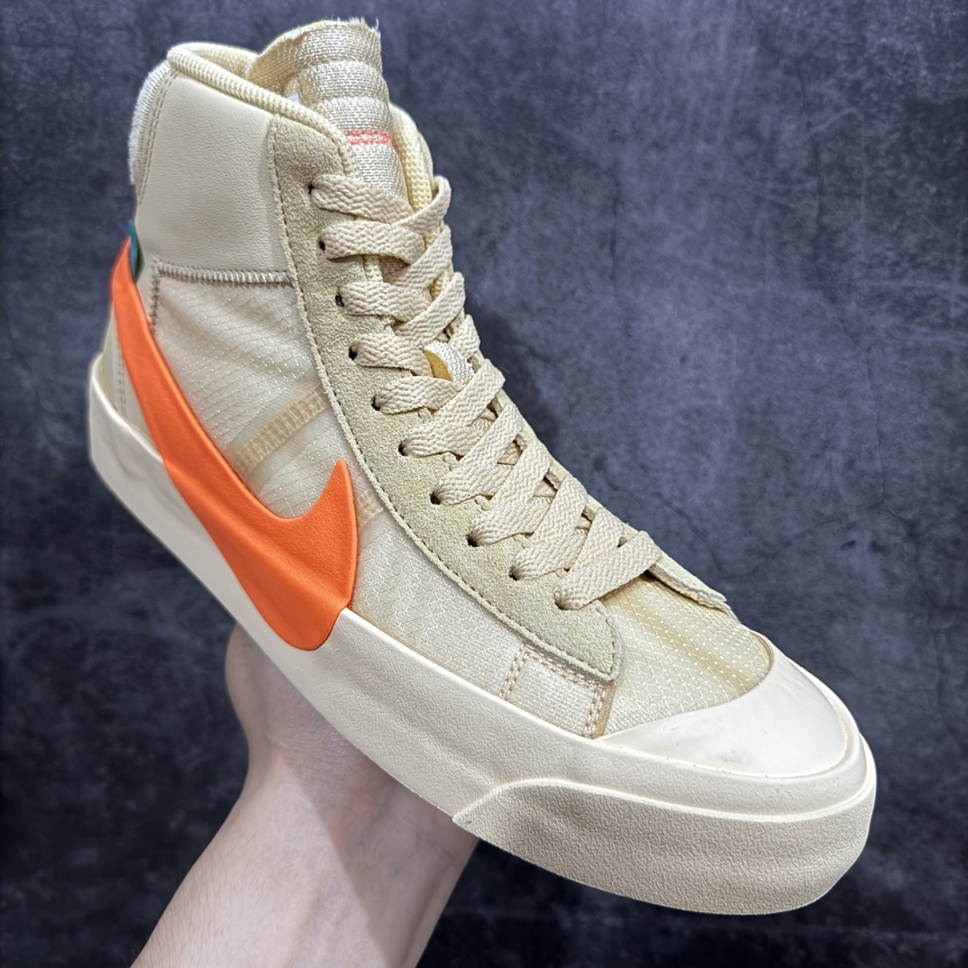 380 【全新Top版本】Off-White X Nike  Blazer Mid OW联名款开拓者高帮休闲板鞋 南瓜色 AA3832-700