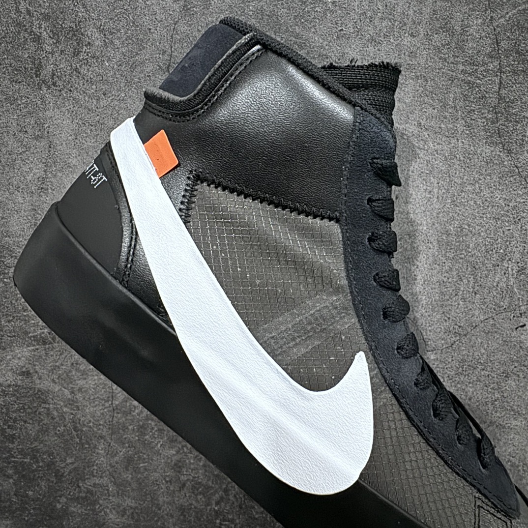 380 【全新Top版本】Off-White X Nike  Blazer Mid OW联名款开拓者高帮休闲板鞋 黑白色 AA3832-001