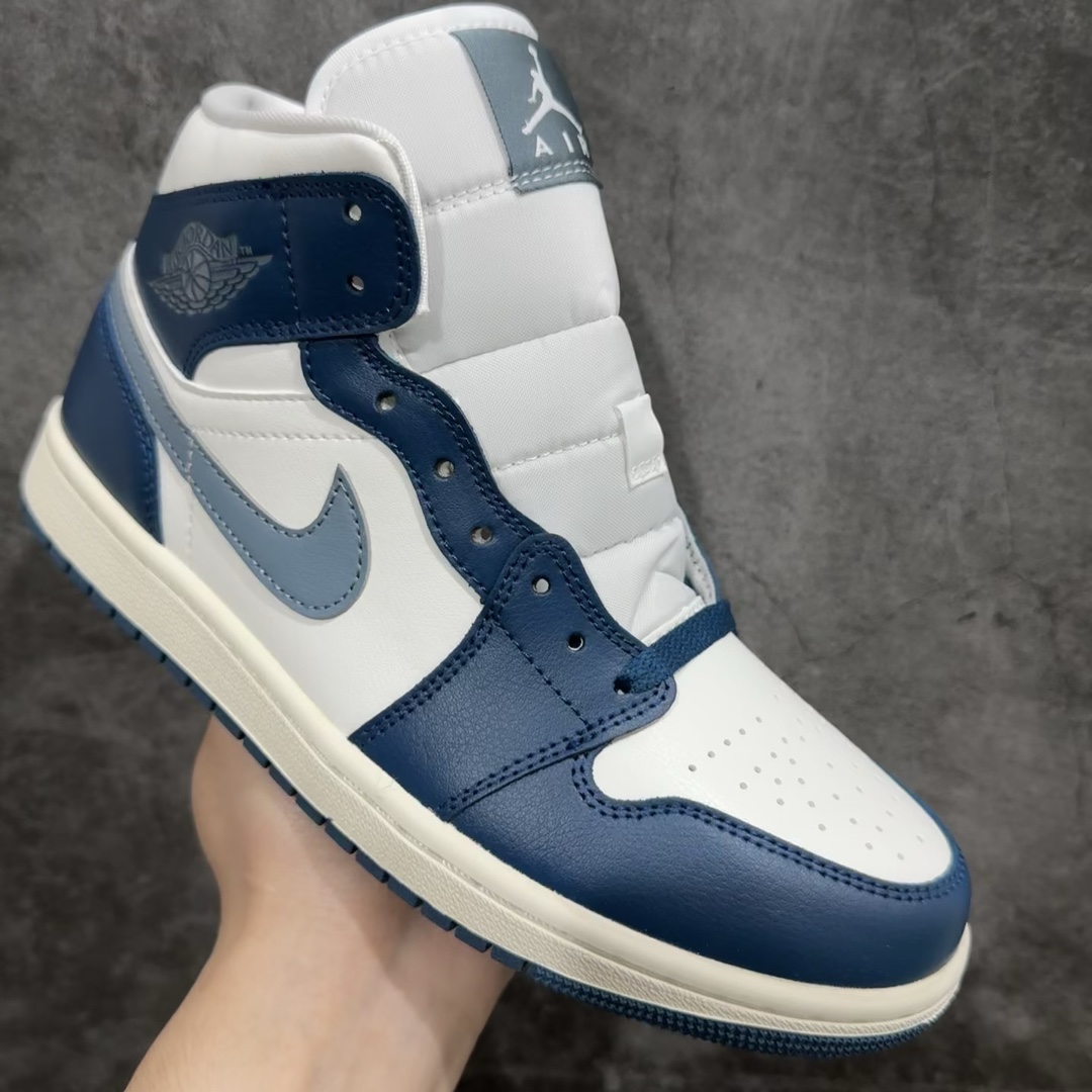 纯原版AirJordanAJ1Mid中帮白蓝BQ6472-414市面中低帮最具代表性版本没有之一口碑大厂