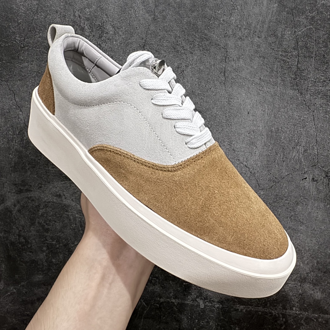 图片[3]-【莞产顶级】敬畏上帝/Fear of God FOG 101 Low Top Sneaker低帮板鞋 白棕色 欧美范儿必备 洛杉矶街头奢牌 平底低帮增高系带百搭休闲运动板鞋 附赠精致鞋带与配防尘袋配件 采用翻毛皮与牛剖革鞋面材质 外置耐磨橡胶大底 尺码：39-45-选品中心