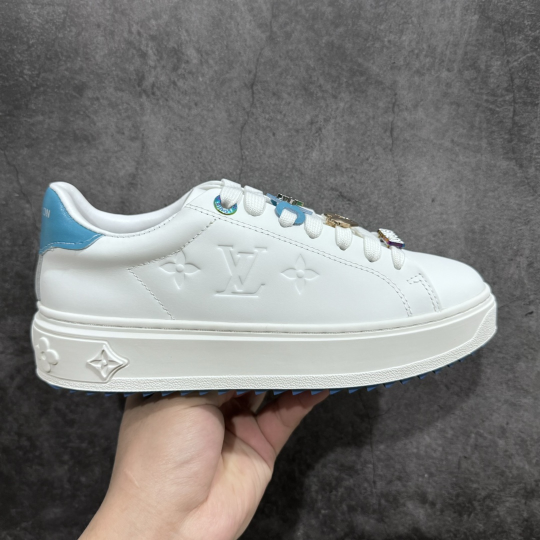 【广东顶级纯原】Louis Vuitton Time Out Low Sneaker LV 舒畅系列休闲松糕锯齿底系列板鞋n配件抽屉礼盒 防尘布袋 身份卡 小票采用软质粒面头层牛革拼接制成鞋面材质高密度电脑车线工艺 小牛真皮内里贴附nPU超软脚感乳胶鞋垫 外置隔色厚实橡胶大底 Size：35-39n-莆田鞋批发中心