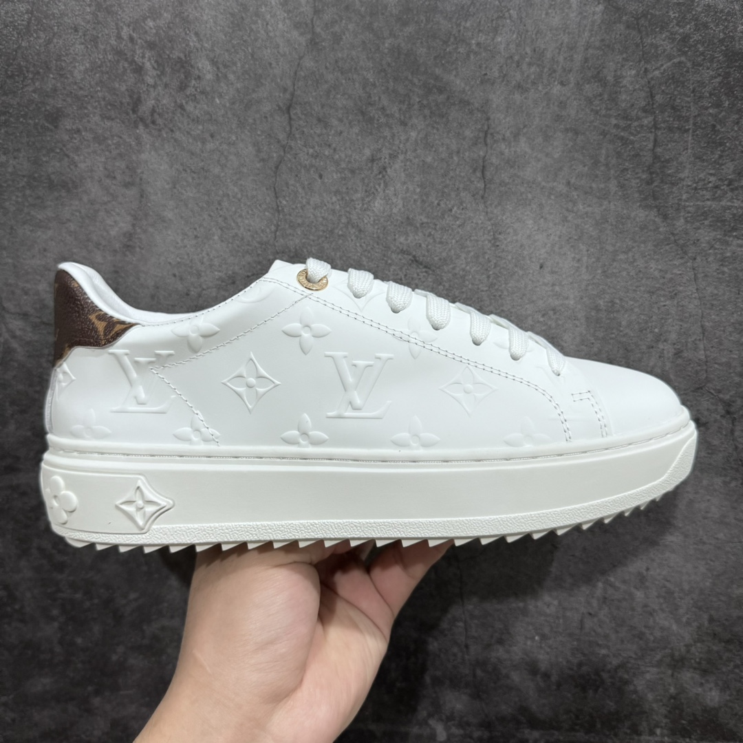 【广东顶级纯原】Louis Vuitton Time Out Low Sneaker LV 舒畅系列休闲松糕锯齿底系列板鞋n配件抽屉礼盒 防尘布袋 身份卡 小票采用软质粒面头层牛革拼接制成鞋面材质高密度电脑车线工艺 小牛真皮内里贴附nPU超软脚感乳胶鞋垫 外置隔色厚实橡胶大底 Size：35-45-莆田鞋批发中心