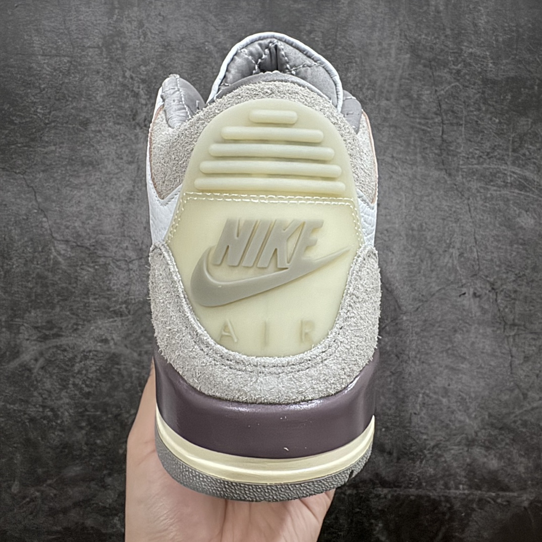 图片[4]-【LJ渠道版】A Ma Maniére x Air Jordan AJ3 Retro AMM联名白紫灰 DH3434-110n这个版本鞋面皮料用的荔枝头层皮n鞋面皮质偏硬 属于中上等品质  尺码：40 40.5 41 42 42.5 43 44 44.5 45 45.5 46 47.5 48.5n-莆田鞋批发中心