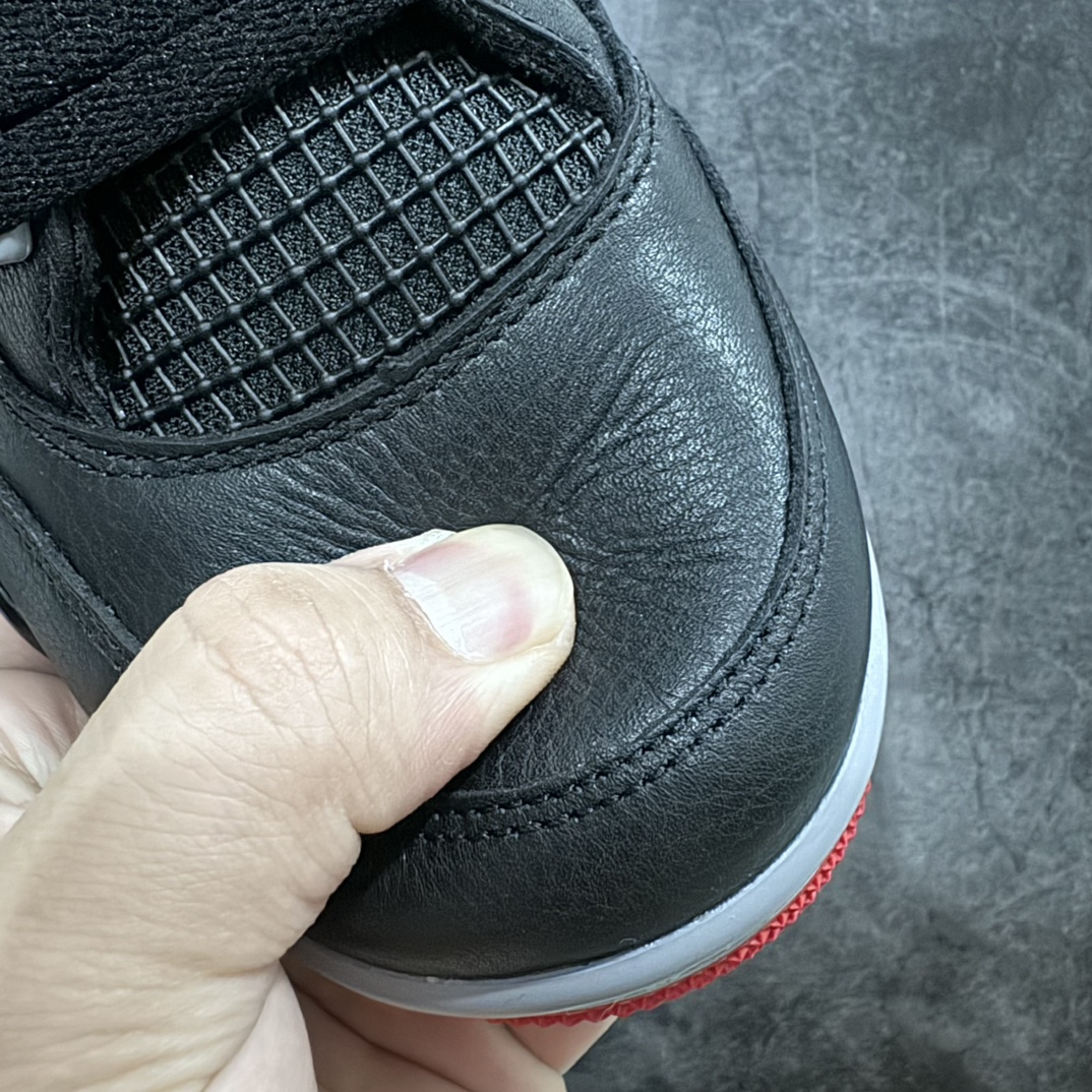 莞产AirJordan4“BredReimagined”aj4复刻新黑红皮面全码出货！目前市面唯一正确版